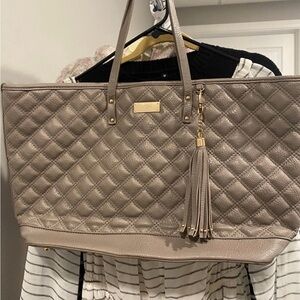 Beige Quilted Tote Bag